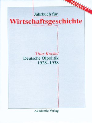 cover image of Deutsche Ölpolitik 1928-1938
